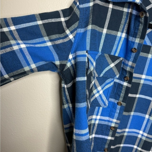 Aritzia TNA Oversized Blue Long Sleeve Flannel Organic Cotton - Picture 10 of 14